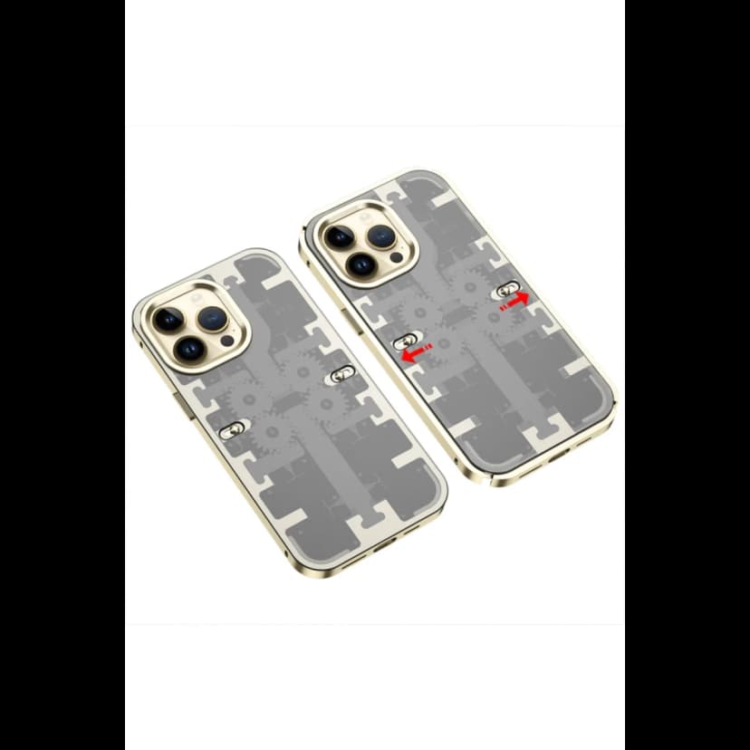 Newface Apple iPhone 13 Pro Kılıf Mekanik Bumper Kapak - Gold