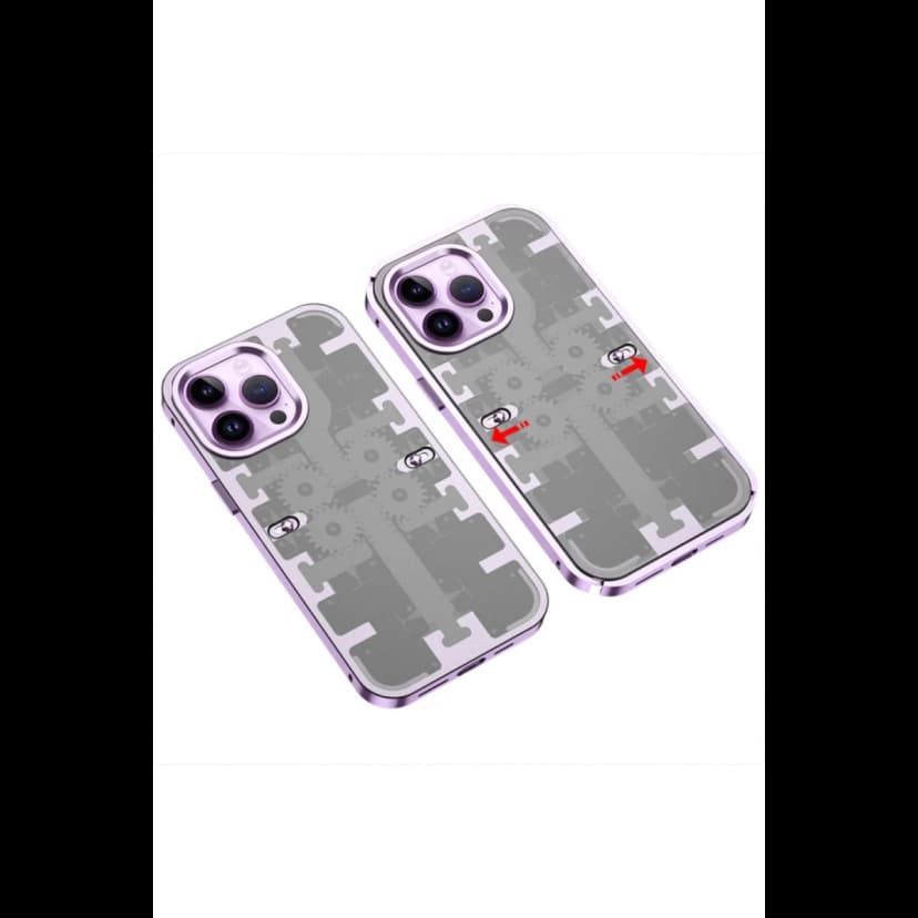 Newface Apple iPhone 14 Pro Max Kılıf Mekanik Bumper Kapak - Derin Mor