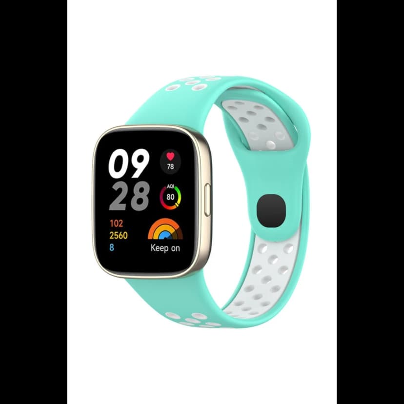 Newface Xiaomi Redmi Watch 3 Spor Delikli Kordon - Turkuaz-Beyaz