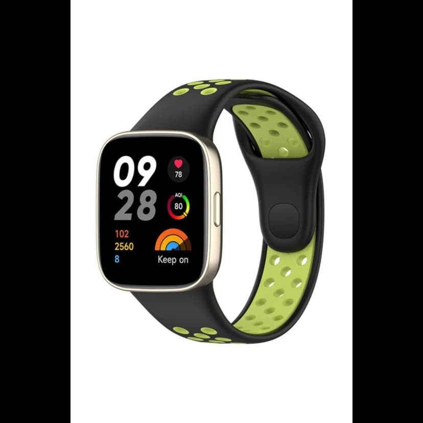 Newface Xiaomi Redmi Watch 3 Spor Delikli Kordon - Siyah-Yeşil