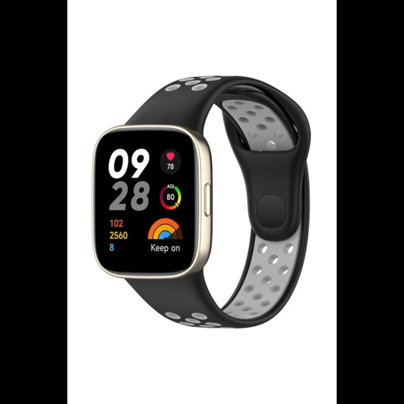 Newface Xiaomi Redmi Watch 3 Spor Delikli Kordon - Siyah-Gri