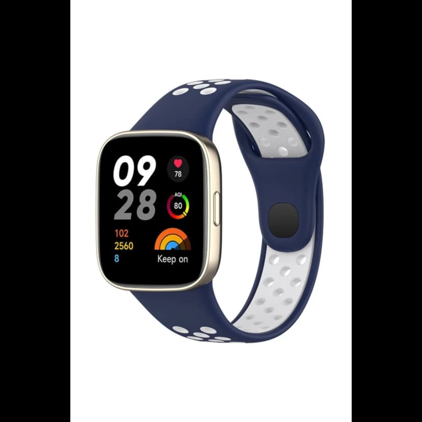 Newface Xiaomi Redmi Watch 3 Spor Delikli Kordon - Lacivert-Beyaz