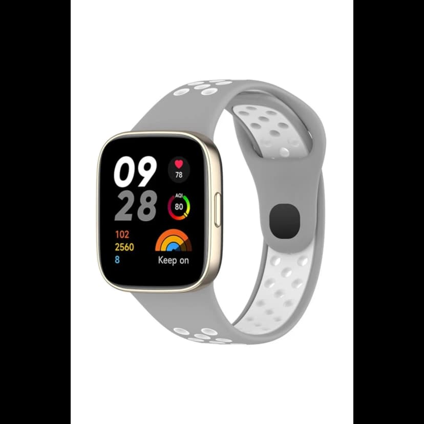 Newface Xiaomi Redmi Watch 3 Spor Delikli Kordon - Gri-Beyaz