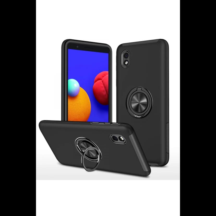 Newface Samsung Galaxy A01 Core Kılıf Elit Yüzüklü Kapak - Siyah