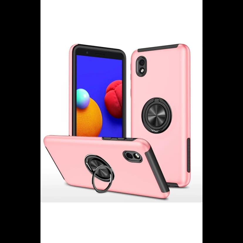 Newface Samsung Galaxy A01 Core Kılıf Elit Yüzüklü Kapak - Pembe