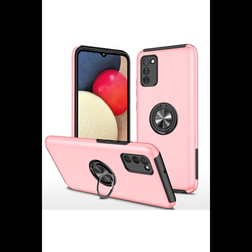 Newface Samsung Galaxy A02S Kılıf Elit Yüzüklü Kapak - Pembe