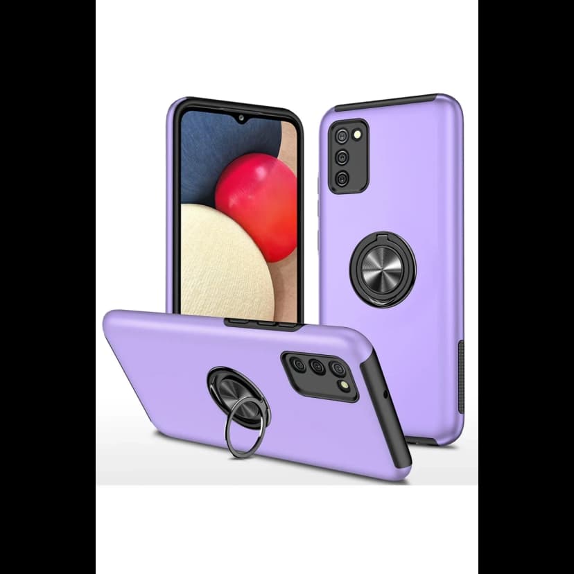 Newface Samsung Galaxy A02S Kılıf Elit Yüzüklü Kapak - Mor
