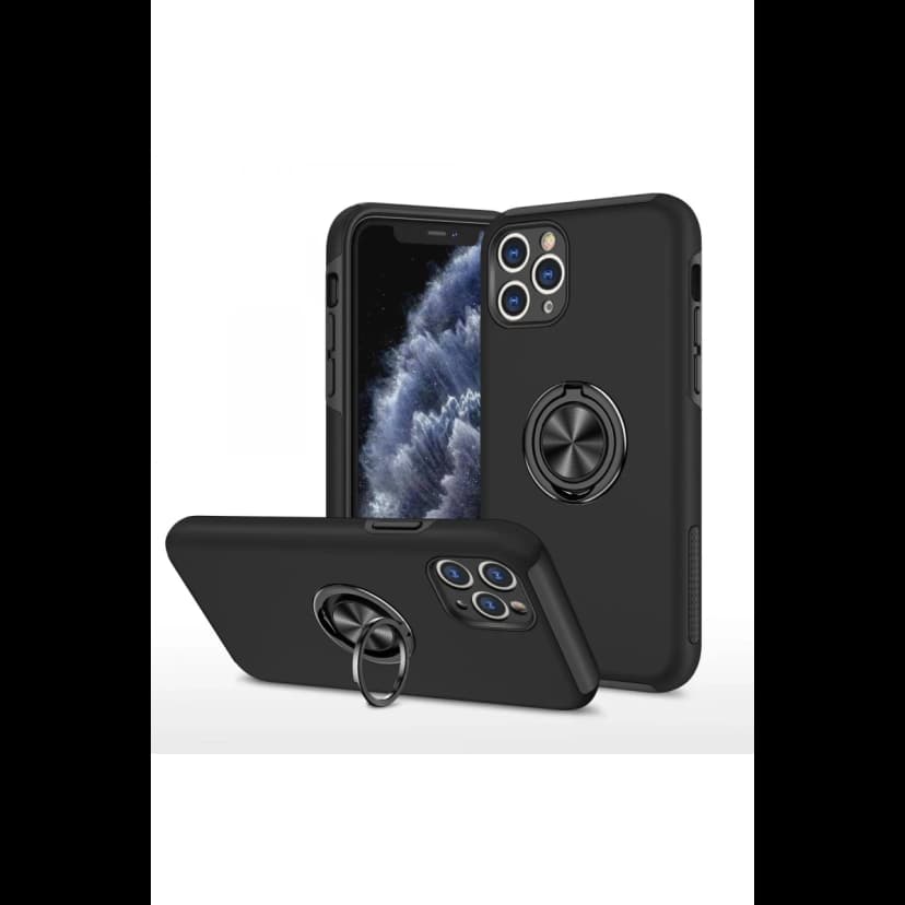 Newface Apple iPhone 11 Pro Max Kılıf Elit Yüzüklü Kapak - Siyah