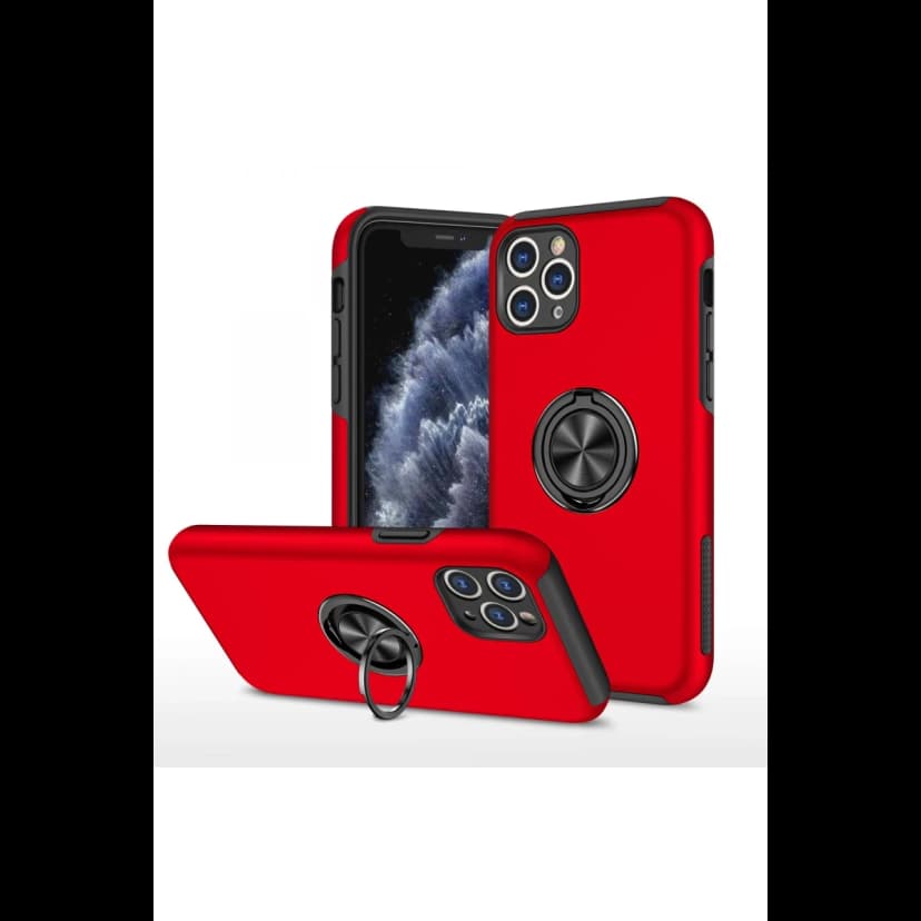 Newface Apple iPhone 11 Pro Max Kılıf Elit Yüzüklü Kapak - Kırmızı