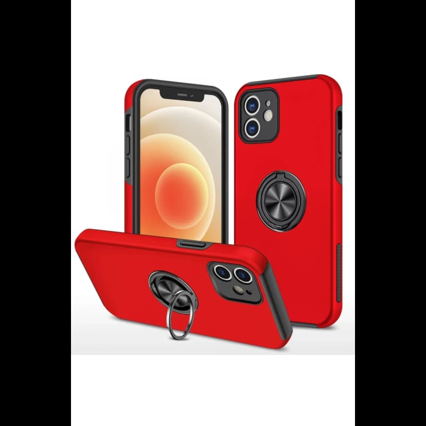 Newface Apple iPhone 12 Mini Kılıf Elit Yüzüklü Kapak - Kırmızı