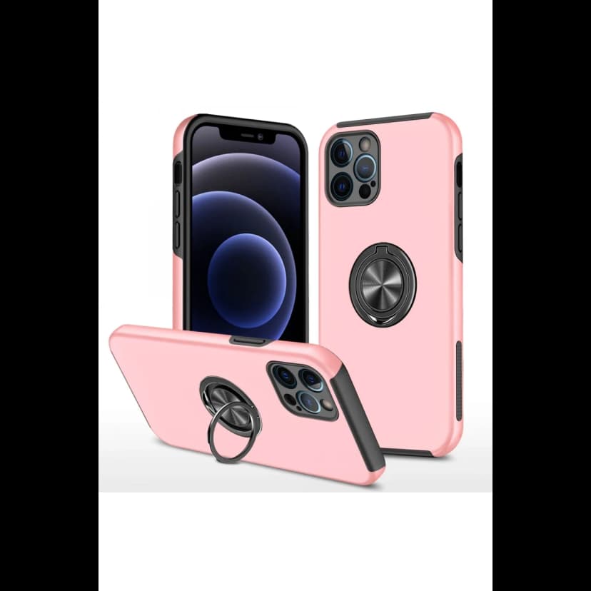 Newface Apple iPhone 12 Pro Max Kılıf Elit Yüzüklü Kapak - Pembe