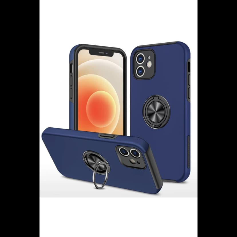 Newface Apple iPhone 12 Kılıf Elit Yüzüklü Kapak - Lacivert