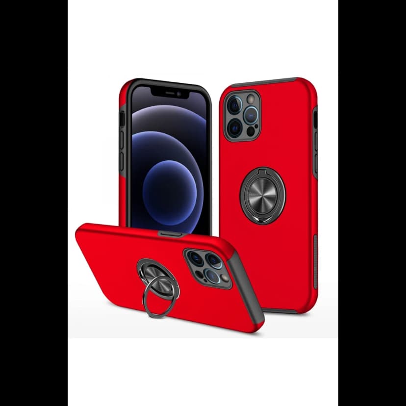 Newface Apple iPhone 12 Pro Kılıf Elit Yüzüklü Kapak - Kırmızı