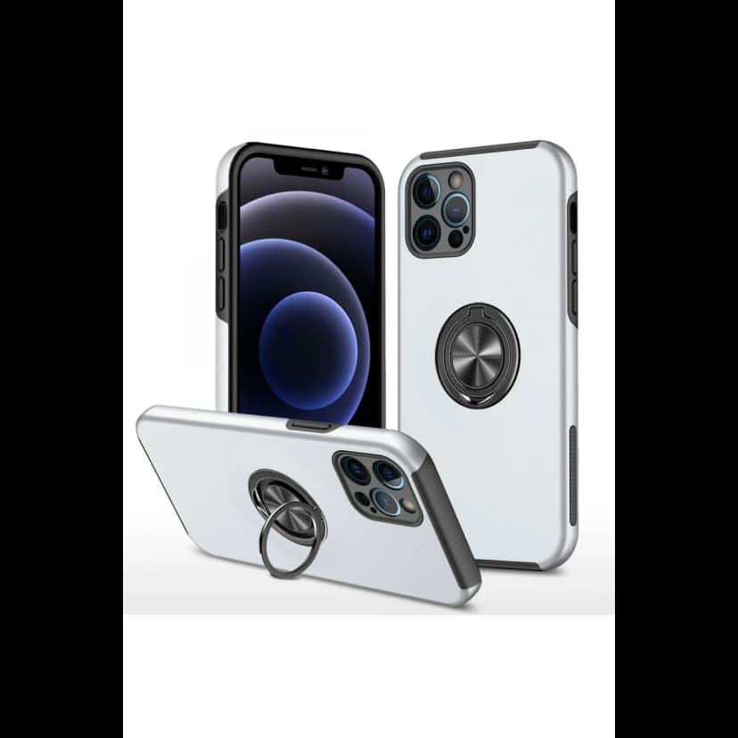 Newface Apple iPhone 12 Pro Kılıf Elit Yüzüklü Kapak - Gümüş