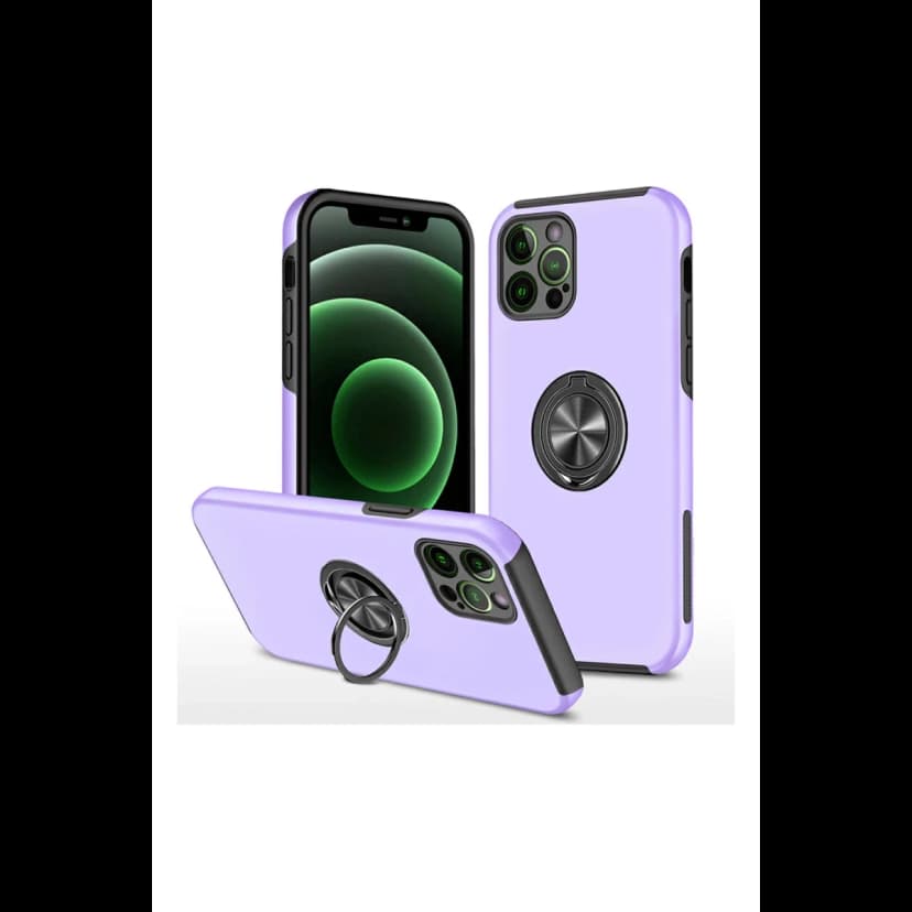 Newface Apple iPhone 12 Pro Kılıf Elit Yüzüklü Kapak - Mor