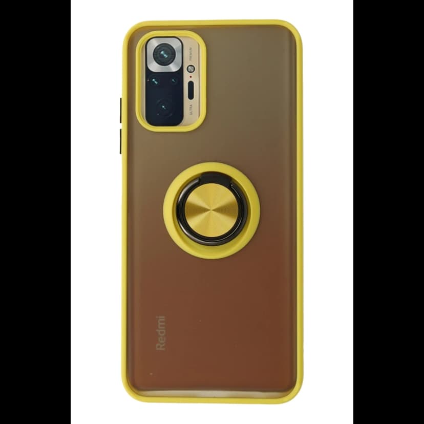 Newface Xiaomi Redmi Note 10 Kılıf Montreal Yüzüklü Silikon Kapak - Sarı