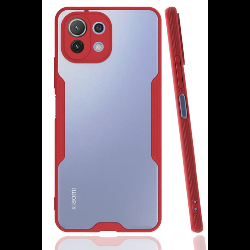 Newface Xiaomi Mİ 11 Lite Kılıf Platin Silikon - Kırmızı