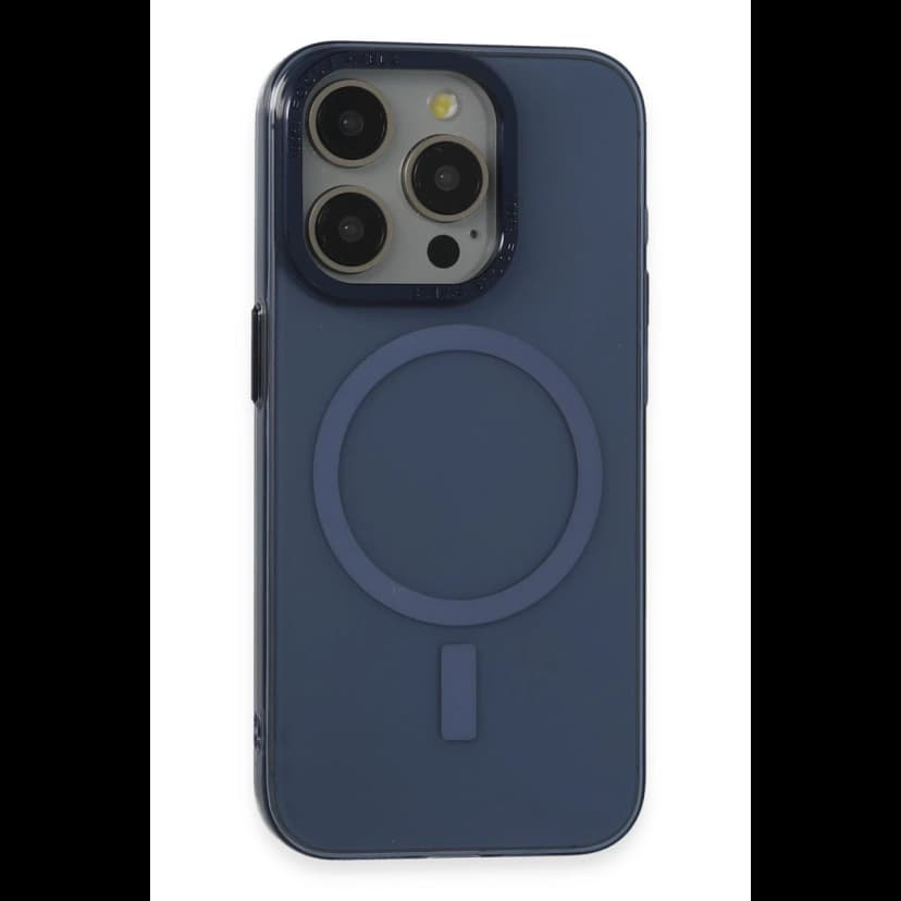 Newface Apple iPhone 15 Pro Kılıf Anka PC Magneticsafe Sert Metal Kapak - Lacivert