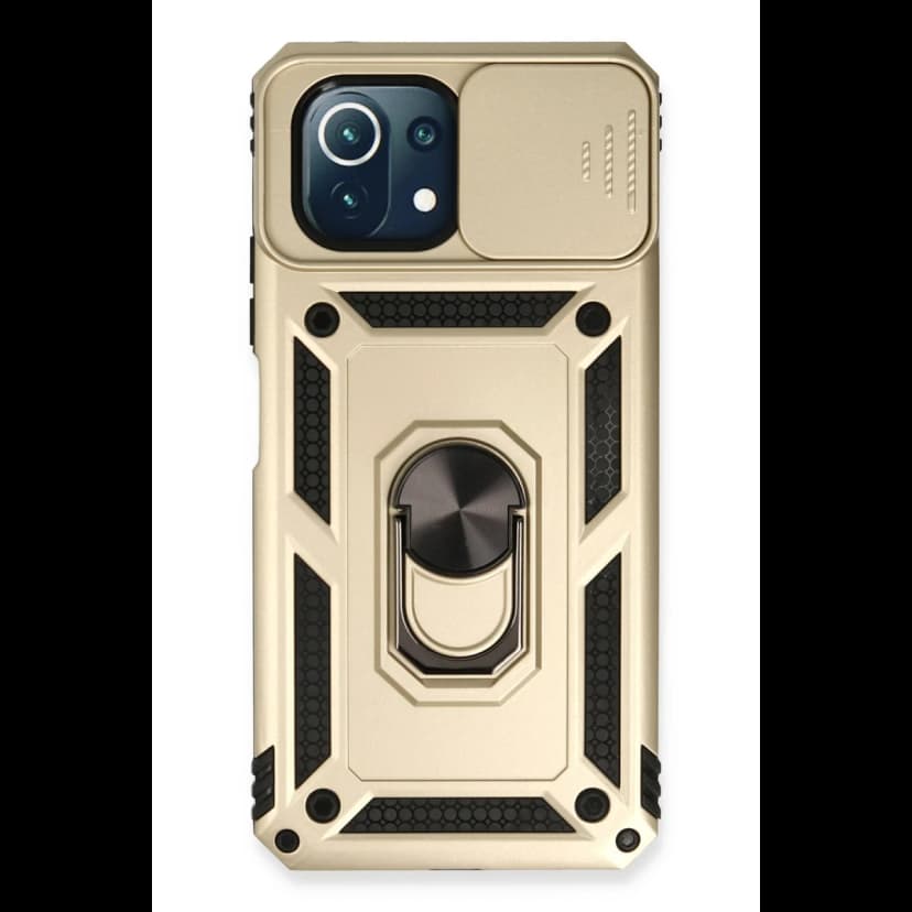 Newface Xiaomi Mİ 11 Lite Kılıf Pars Lens Yüzüklü Silikon - Gold