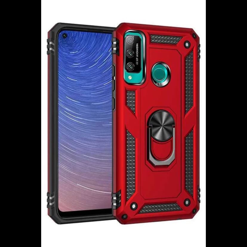 Newface Huawei P40 Lite E Kılıf Sofya Yüzüklü Silikon Kapak - Kırmızı