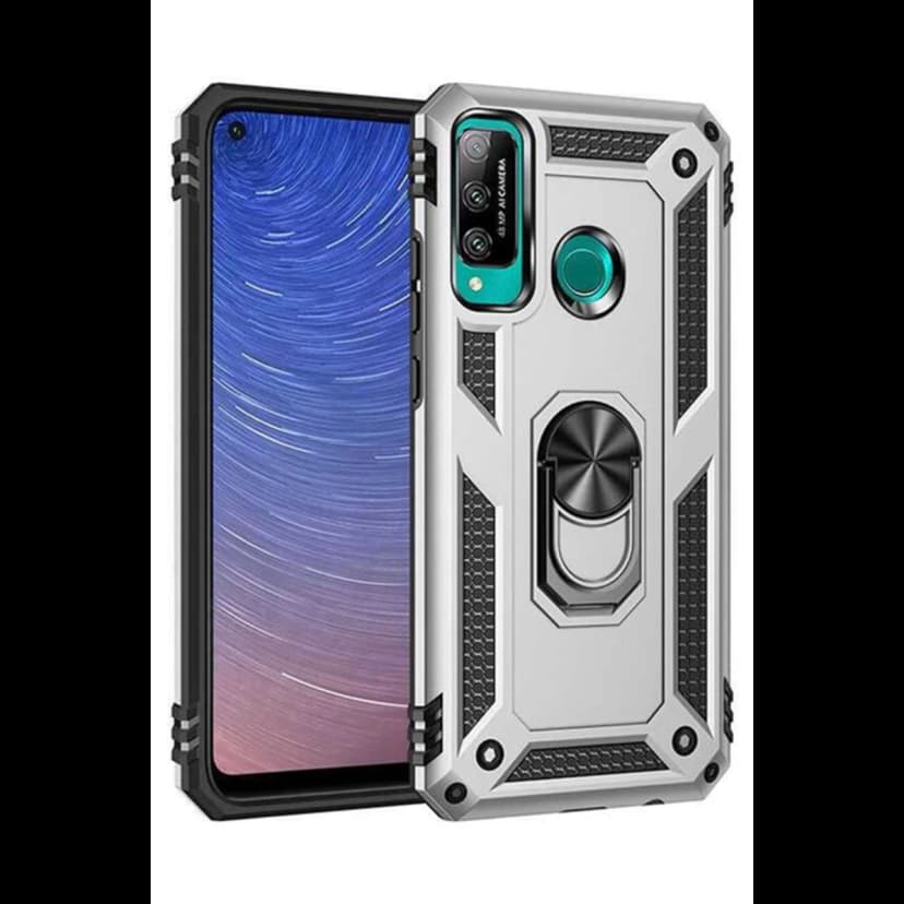 Newface Huawei P40 Lite E Kılıf Sofya Yüzüklü Silikon Kapak - Gümüş