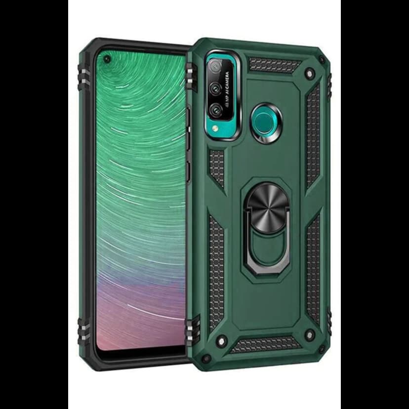 Newface Huawei P40 Lite E Kılıf Sofya Yüzüklü Silikon Kapak - Yeşil