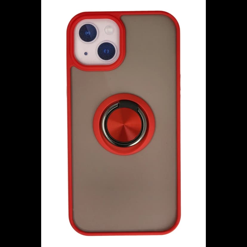 Newface Apple iPhone 15 Kılıf Montreal Yüzüklü Silikon Kapak - Kırmızı