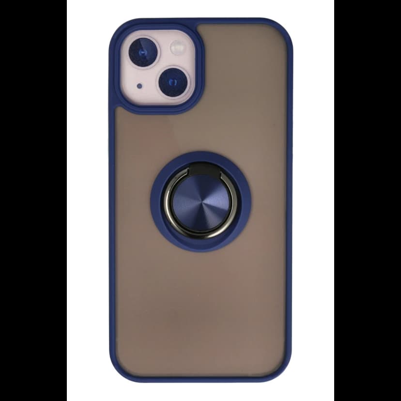 Newface Apple iPhone 15 Kılıf Montreal Yüzüklü Silikon Kapak - Lacivert