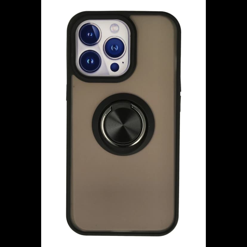 Newface Apple iPhone 15 Pro Kılıf Montreal Yüzüklü Silikon Kapak - Siyah
