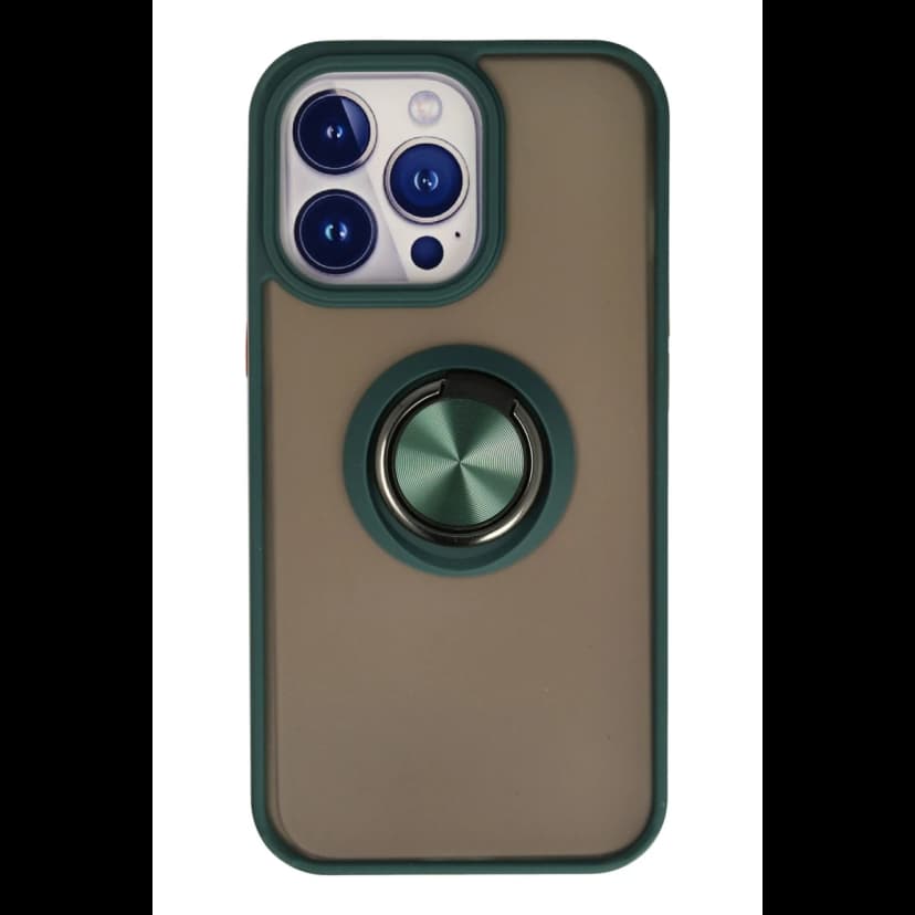 Newface Apple iPhone 15 Pro Kılıf Montreal Yüzüklü Silikon Kapak - Yeşil
