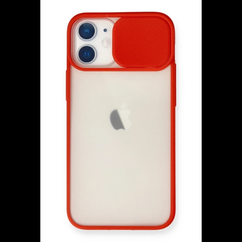 Newface Apple iPhone 11 Kılıf Palm Buzlu Kamera Sürgülü Silikon - Kırmızı