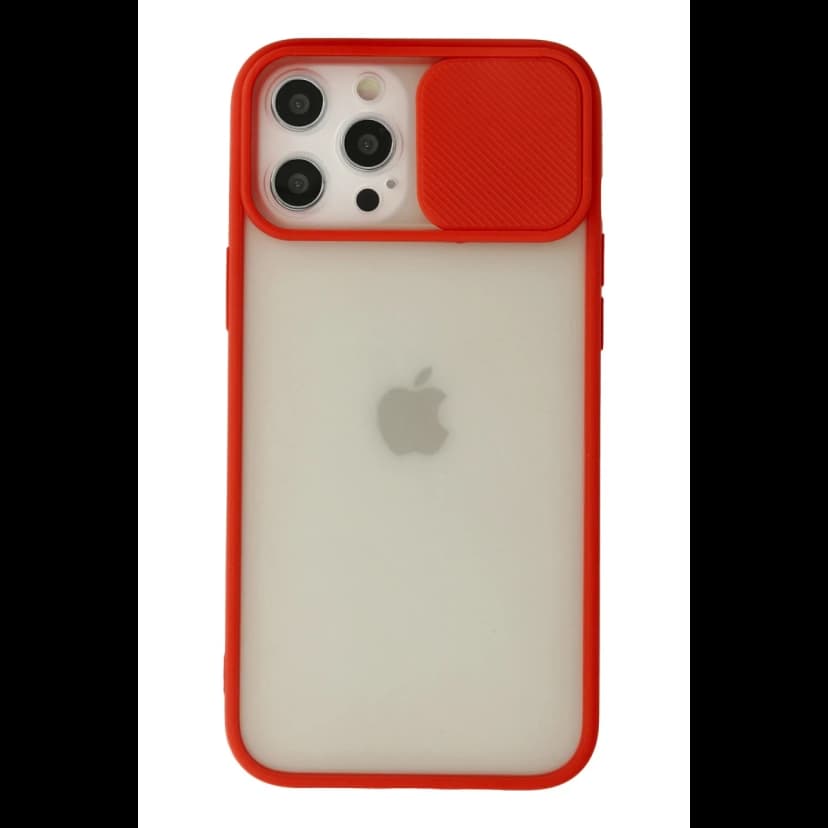 Newface Apple iPhone 12 Pro Max Kılıf Palm Buzlu Kamera Sürgülü Silikon - Kırmızı