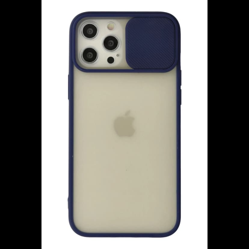 Newface Apple iPhone 12 Pro Max Kılıf Palm Buzlu Kamera Sürgülü Silikon - Lacivert
