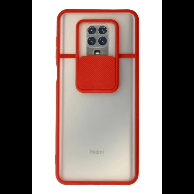 Newface Xiaomi Redmi Note 9 Pro Kılıf Palm Buzlu Kamera Sürgülü Silikon - Kırmızı