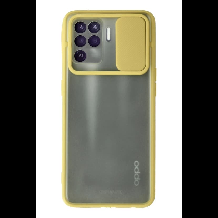 Newface Oppo Reno 5 Lite Kılıf Palm Buzlu Kamera Sürgülü Silikon - Sarı