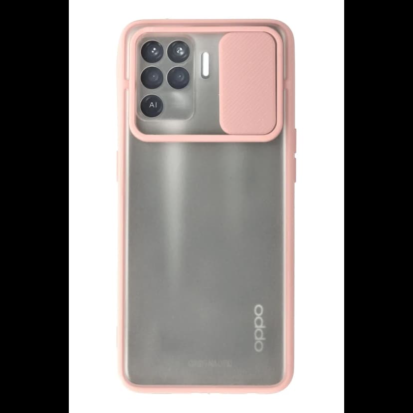 Newface Oppo Reno 5 Lite Kılıf Palm Buzlu Kamera Sürgülü Silikon - Pembe