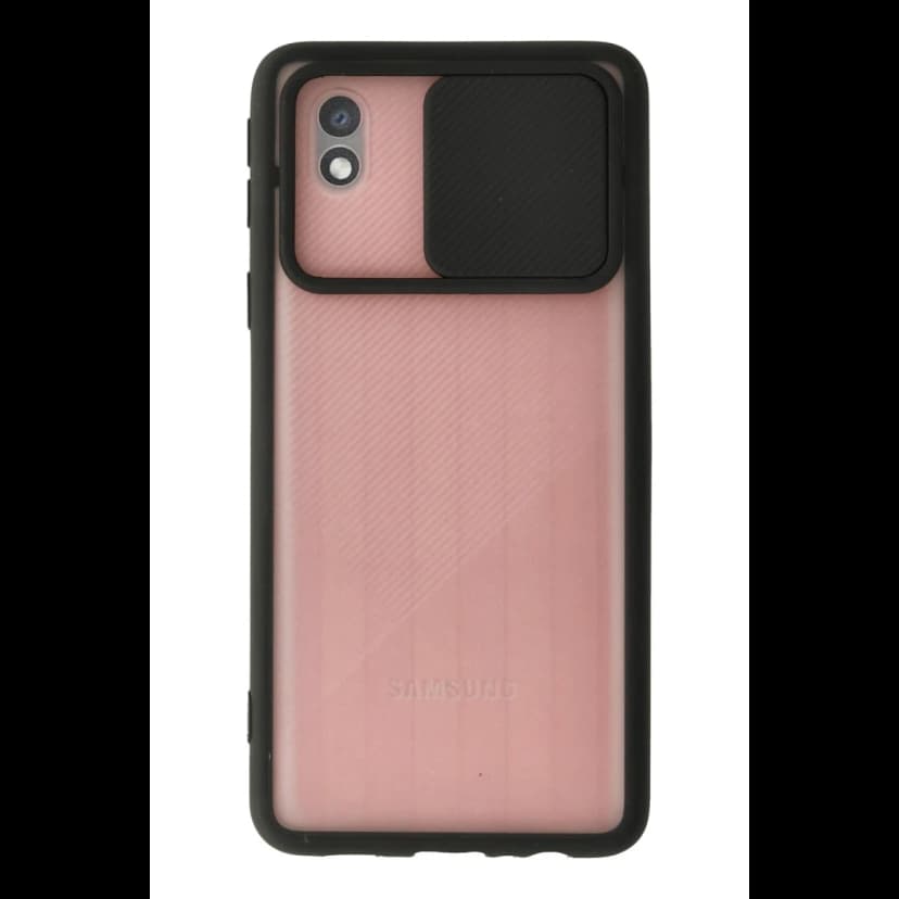Newface Samsung Galaxy A01 Core Kılıf Palm Buzlu Kamera Sürgülü Silikon - Siyah
