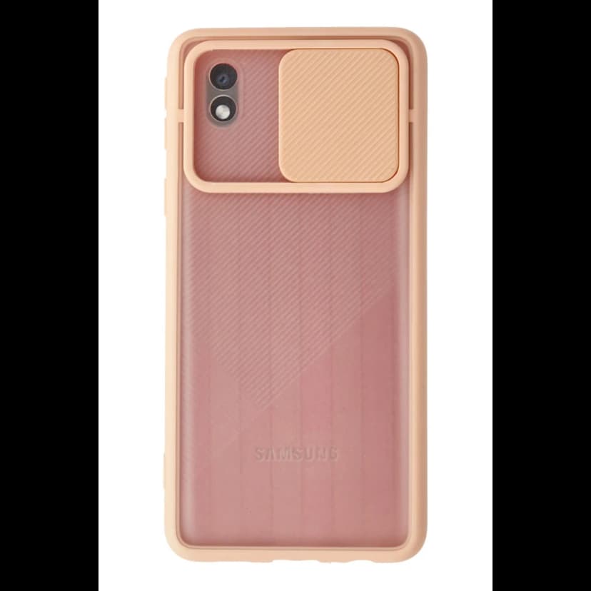 Newface Samsung Galaxy A01 Core Kılıf Palm Buzlu Kamera Sürgülü Silikon - Pembe