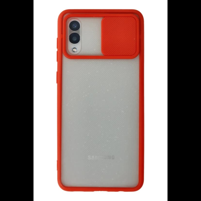 Newface Samsung Galaxy A02 Kılıf Palm Buzlu Kamera Sürgülü Silikon - Kırmızı