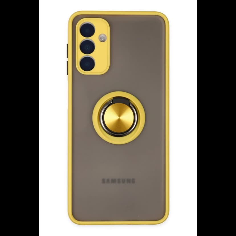 Newface Samsung Galaxy A04S Kılıf Montreal Yüzüklü Silikon Kapak - Sarı