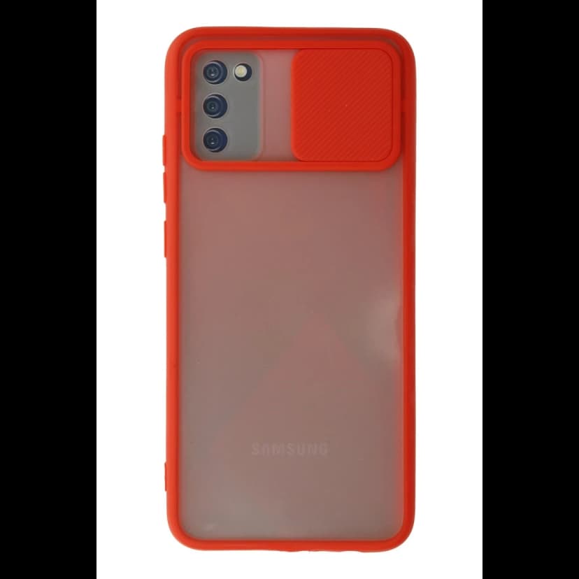 Newface Samsung Galaxy A02S Kılıf Palm Buzlu Kamera Sürgülü Silikon - Kırmızı