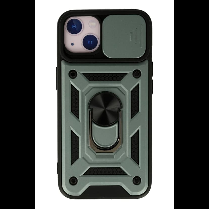 Newface Apple iPhone 15 Kılıf Pars Lens Yüzüklü Silikon - Yeşil