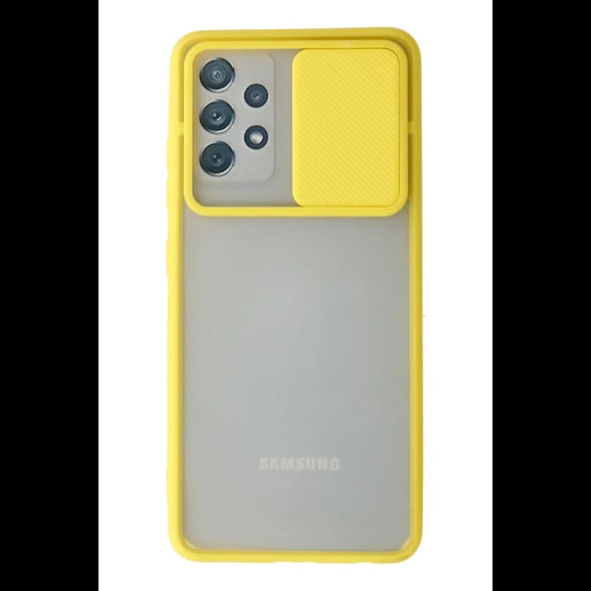Newface Samsung Galaxy A52 Kılıf Palm Buzlu Kamera Sürgülü Silikon - Sarı