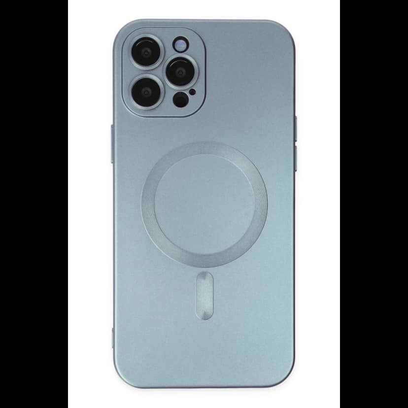 Newface Apple iPhone 12 Pro Max Kılıf Moshi Lens Magneticsafe Silikon - Sierra Blue