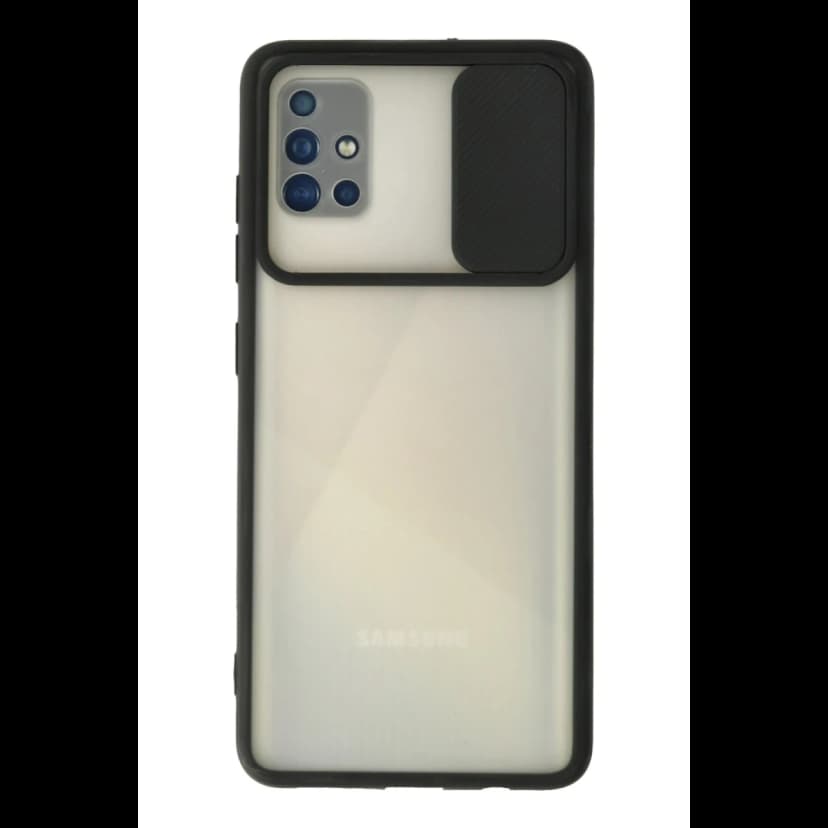 Newface Samsung Galaxy A71 Kılıf Palm Buzlu Kamera Sürgülü Silikon - Siyah