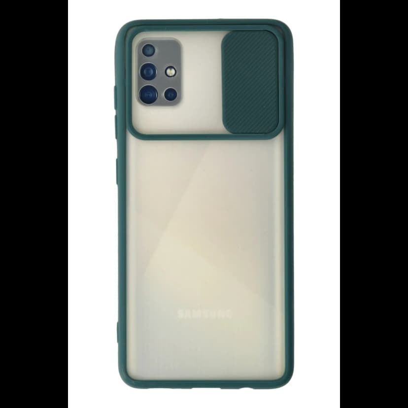 Newface Samsung Galaxy A71 Kılıf Palm Buzlu Kamera Sürgülü Silikon - Yeşil