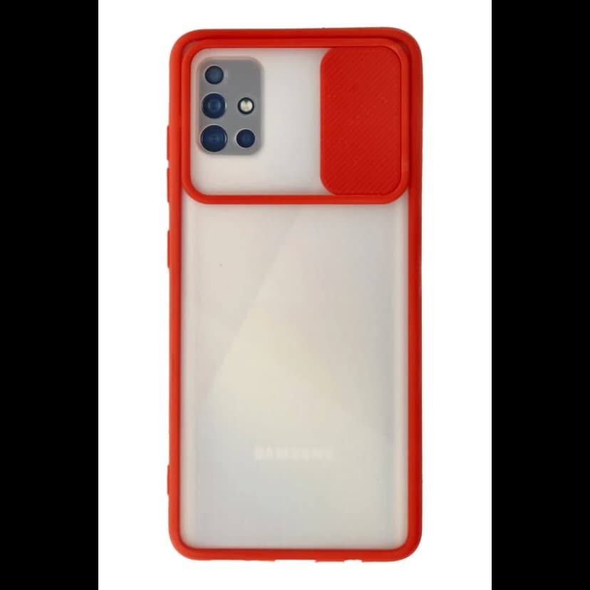 Newface Samsung Galaxy A71 Kılıf Palm Buzlu Kamera Sürgülü Silikon - Kırmızı
