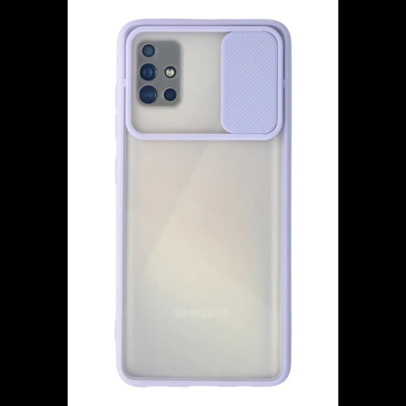 Newface Samsung Galaxy A71 Kılıf Palm Buzlu Kamera Sürgülü Silikon - Lila