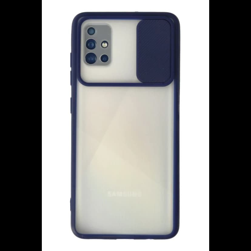 Newface Samsung Galaxy A71 Kılıf Palm Buzlu Kamera Sürgülü Silikon - Lacivert
