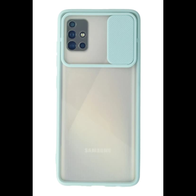 Newface Samsung Galaxy A71 Kılıf Palm Buzlu Kamera Sürgülü Silikon - Turkuaz